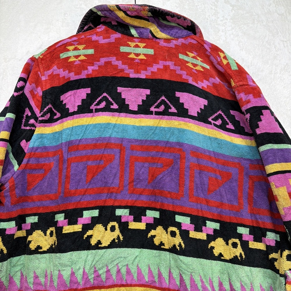 Vintage Hammacher Schlemmer Southwestern Aztec Robe Belted One Size Cotton‎ - Picture 11 of 13